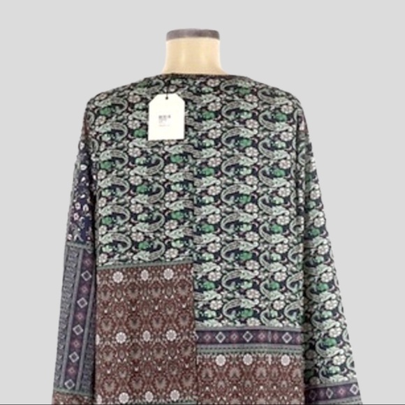 Cellabie Floral Boho Artsy Navy Linen Layered Lagenlook Shift Dress NWT Size M - Picture 4 of 15